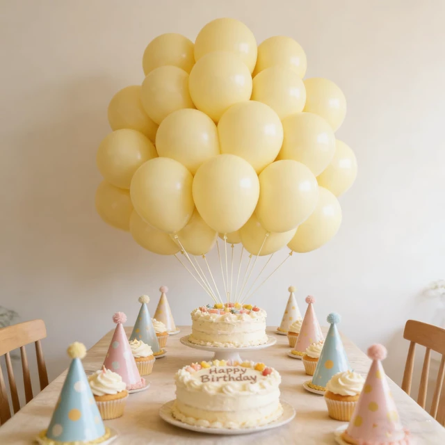 Alt view image 7 of 7 - Light Yellow Balloons, 50pcs 12 Inches Pastel Yellow Latex Balloons | Yellow Latex Balloons for Birthday Baby Shower Wedding