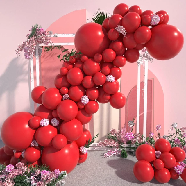 Alt view image 5 of 7 - Red Balloons Set, 50 Pcs Red Latex Balloons 12 Inch | Party Balloons for Birthday Baby Shower New Years Wedding Anniversary Party Decorations