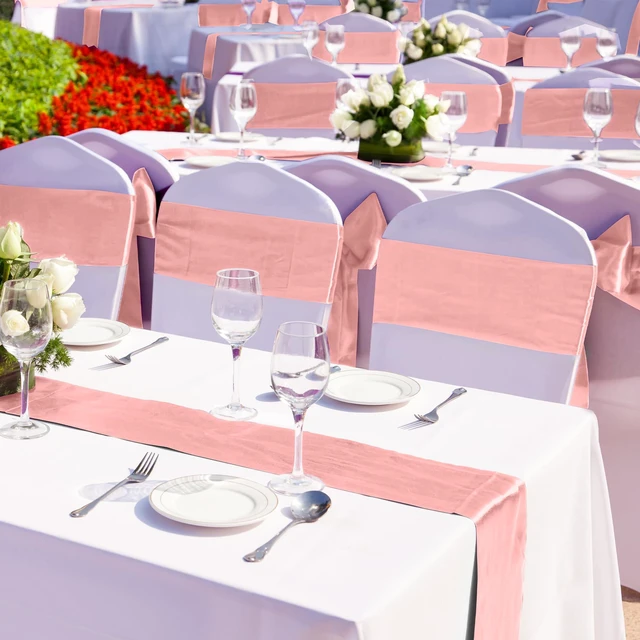 Alt view image 5 of 6 - 4 Pack Satin Table Runner 12 x 108 Inch Long Bright Silk and Smooth Fabric Party Table Runner for Wedding Banquet Party Decoration- Rose Gold