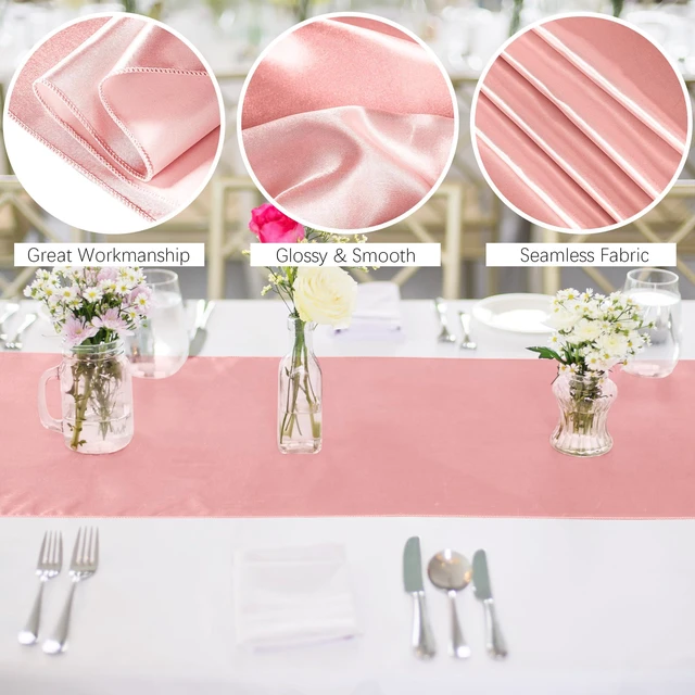 Alt view image 3 of 6 - 4 Pack Satin Table Runner 12 x 108 Inch Long Bright Silk and Smooth Fabric Party Table Runner for Wedding Banquet Party Decoration- Rose Gold