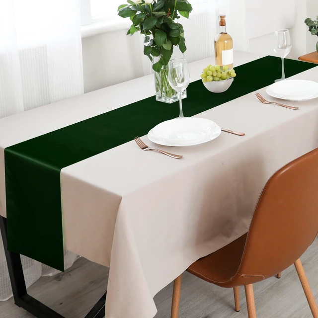 Alt view image 4 of 5 - 4 Pack Satin Table Runner 12 x 108Inch Long Bright Silk and Smooth Fabric Party Table Runner for Wedding Banquet Party Decoration- Forest Green
