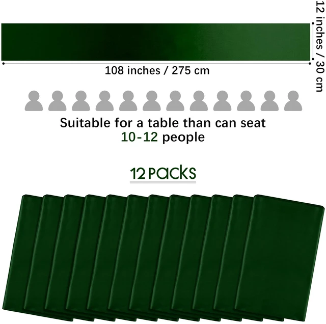 Alt view image 2 of 5 - 4 Pack Satin Table Runner 12 x 108Inch Long Bright Silk and Smooth Fabric Party Table Runner for Wedding Banquet Party Decoration- Forest Green