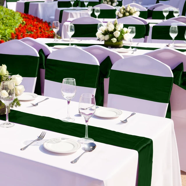 Alt view image 5 of 5 - 4 Pack Satin Table Runner 12 x 108Inch Long Bright Silk and Smooth Fabric Party Table Runner for Wedding Banquet Party Decoration- Forest Green