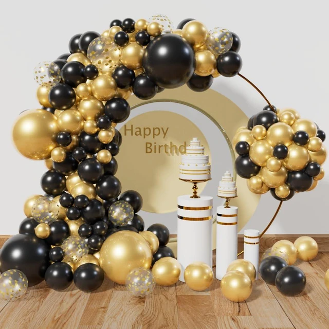 Main image of 137Pcs Black and Gold Balloons Garland Arch Kit, Metallic Gold Confetti Latex Balloons for Graduation Party Baby Shower Wedding Anniversary Birthday Party Decorations