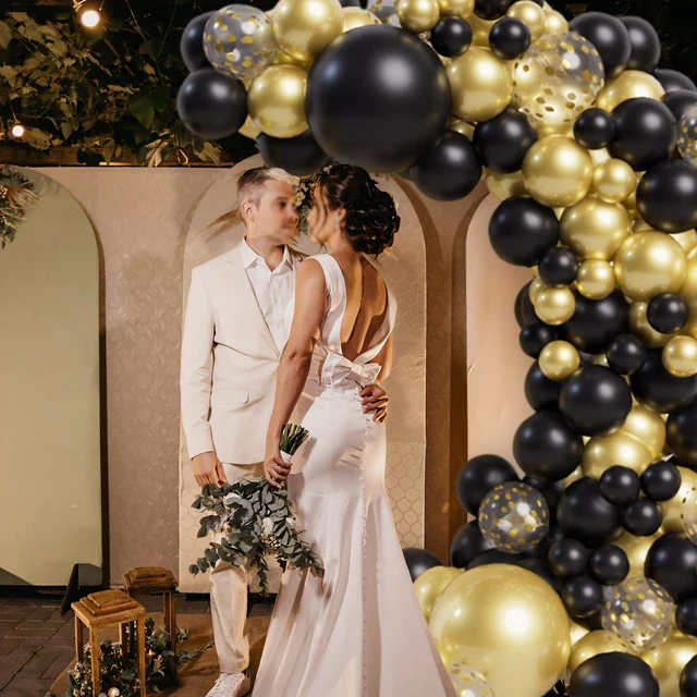 Alt view image 7 of 7 - 137Pcs Black and Gold Balloons Garland Arch Kit, Metallic Gold Confetti Latex Balloons for Graduation Party Baby Shower Wedding Anniversary Birthday Party Decorations
