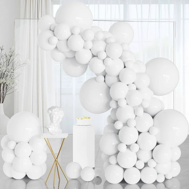 Main image of White Balloon Garland Arch Kit, 143Pcs Different Sizes Matte Latex Balloons Decoration Kit for Wedding Baby Shower Birthday Bridal Shower Graduation Party Decorations