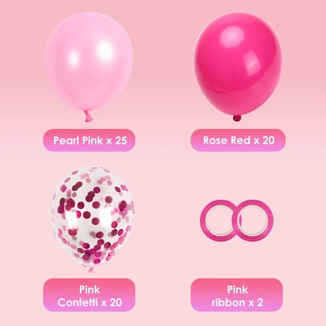Alt view image 2 of 7 - Pink Balloons Party Balloon and Hot Pink Balloons for Girls Princess Theme Birthday Decorations Baby Shower Bridal Shower, 65pcs
