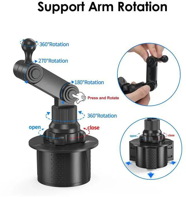 Alt view image 2 of 7 - Car Mount Car Cup Holder Phone Stand for 4.7- 12.9" iPhone Samsung iPad Tablet