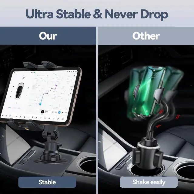 Alt view image 4 of 7 - Car Mount Car Cup Holder Phone Stand for 4.7- 12.9" iPhone Samsung iPad Tablet