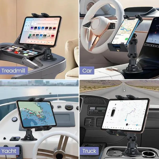 Alt view image 6 of 7 - Car Mount Car Cup Holder Phone Stand for 4.7- 12.9" iPhone Samsung iPad Tablet