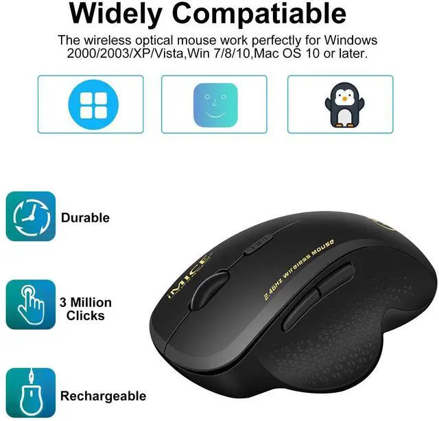 Alt view image 3 of 6 - 2.4GHz Wireless Optical Mice PC Gaming Mouse 6 Buttons & USB Receiver for Laptop