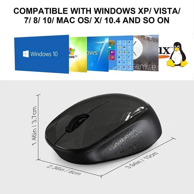 Alt view image 5 of 7 - Portable Wireless Mouse, 2.4GHz Silent with USB Receiver, Optical USB Mouse