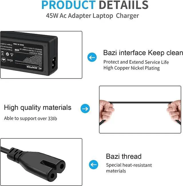 Alt view image 3 of 6 - LOT 45W AC Adapter Charger for HP Laptop 19.5V 2.31A Power Supply Cord 4.5*3.0mm