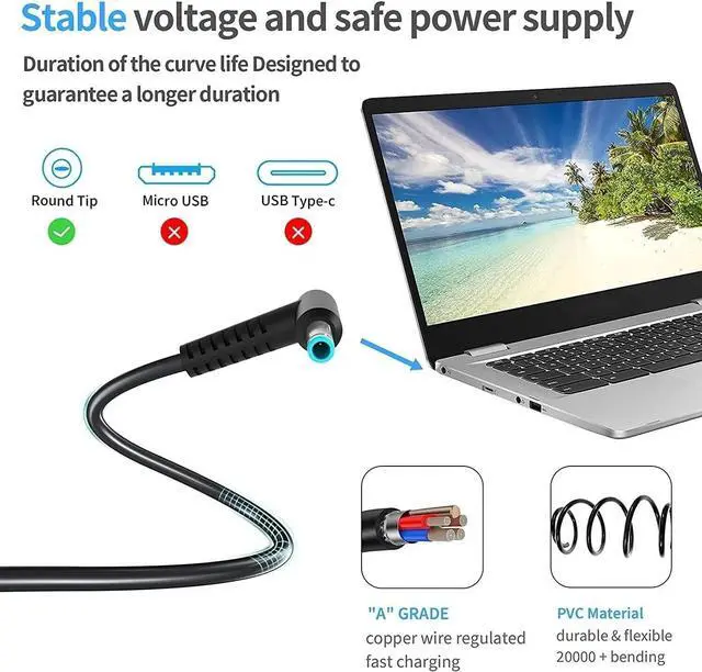 Alt view image 5 of 6 - LOT 45W AC Adapter Charger for HP Laptop 19.5V 2.31A Power Supply Cord 4.5*3.0mm