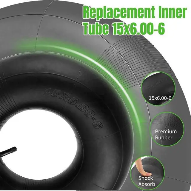 Alt view image 7 of 7 - 2PCS Heavy Duty 15x6.00-6 Lawn Mower Tractor Tire Inner Tubes 15x6-6 TR13 Valve