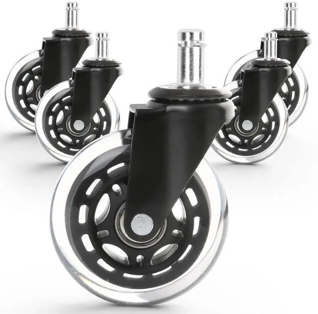 Main image of Set of 5 Office Chair Caster Rubber Swivel Wheels Replacement Heavy Duty 3 inch
