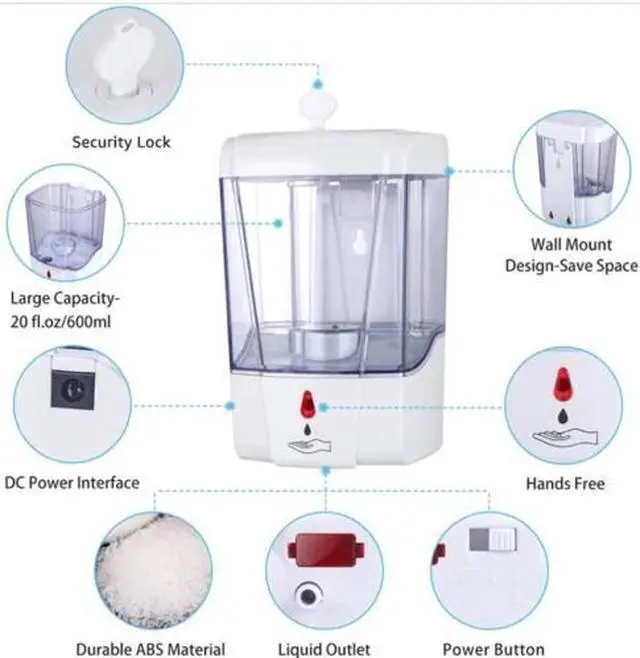 Alt view image 4 of 7 - 700MLAutomatic Liquid Soap Dispenser Handfree Touchless IR Sensor Wall Mount
