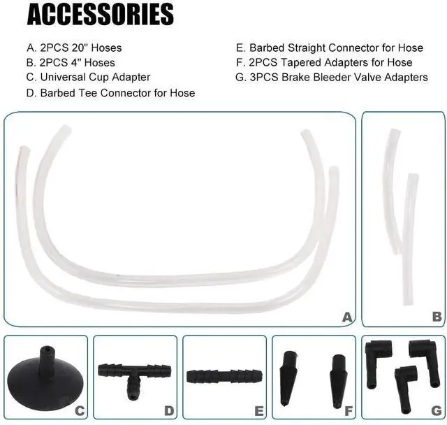 Alt view image 2 of 7 - Hand Held Vacuum Pressure Pump Tester Set Brake Fluid Bleeder Bleeding Kit &Box