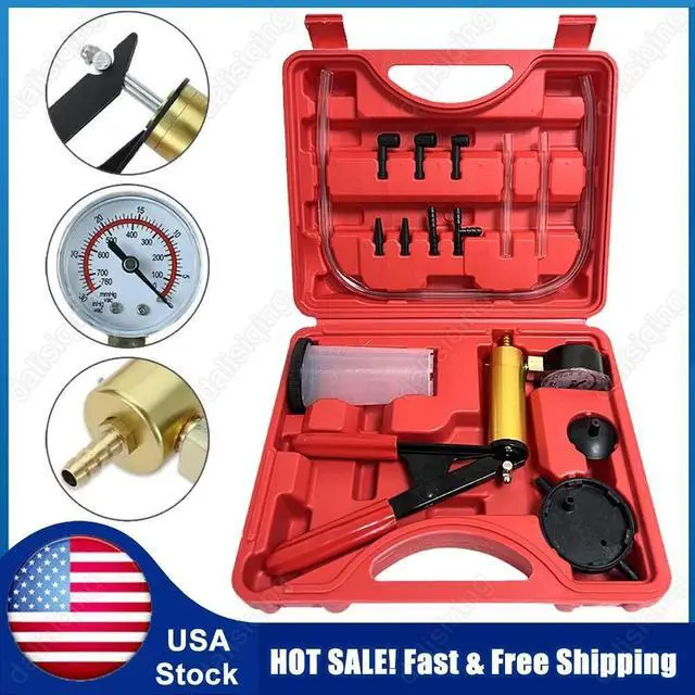 Main image of Hand Held Vacuum Pressure Pump Tester Set Brake Fluid Bleeder Bleeding Kit &Box