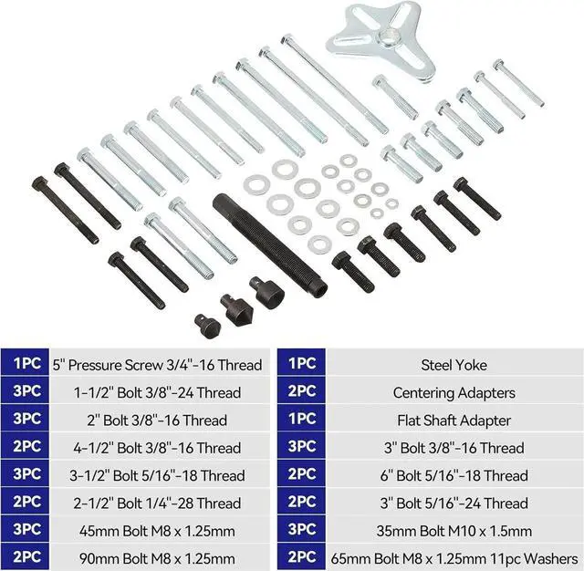 Alt view image 2 of 7 - 46pcs Harmonic Balancer Gear Puller Tool Kits Steering Wheel Crank Shaft Pulley