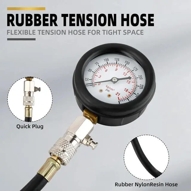 Alt view image 6 of 7 - Petrol Engine Cylinder Compression Tester Kit for Automotive Motorcycle Tool Kit