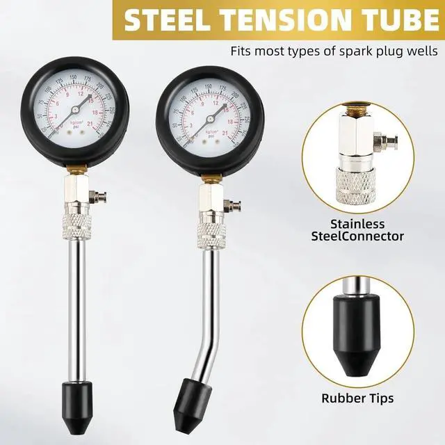 Alt view image 7 of 7 - Petrol Engine Cylinder Compression Tester Kit for Automotive Motorcycle Tool Kit