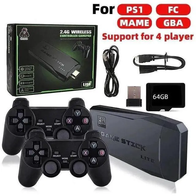 Alt view image 4 of 7 - 4K HDMI TV Game Stick Built-in 64GB 20000+ Video Games Console Wireless Gamepad