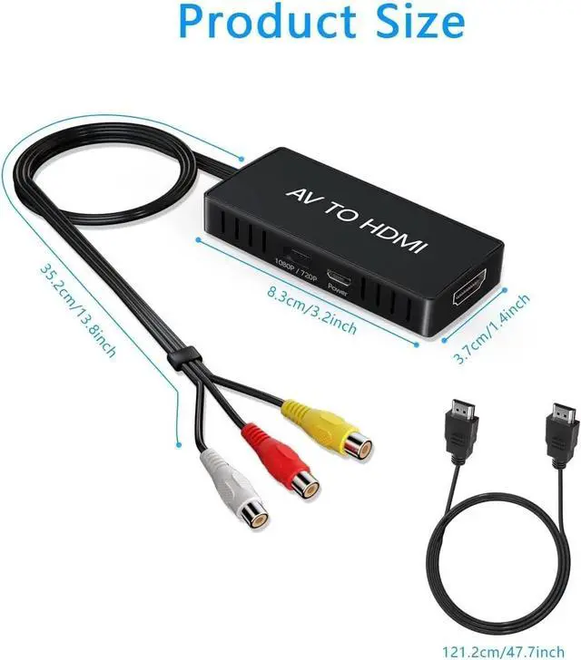 Alt view image 4 of 7 - RCA to HDMI Converter, Analog Composite to HDMI Adapter Compatible VCR,DVD,VHS