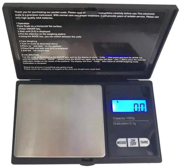 Alt view image 7 of 7 - Digital Scale 1000g x 0.1g Jewelry Gold Silver Coin Gram Pocket Size Herb Grain