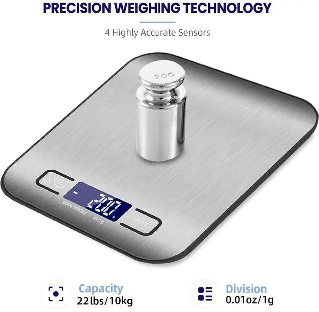 Alt view image 2 of 6 - Digital Food Scale, 22lb Kitchen Scales Grams & Ounces For Weight Loss , Cooking