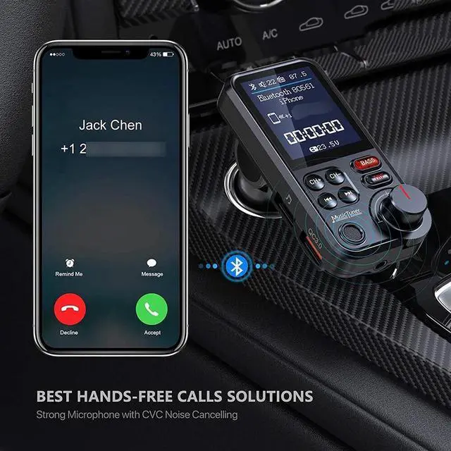 Alt view image 5 of 7 - Bluetooth Car Kit MP3 Player FM Transmitter Wireless Radio Adapter USB Charger