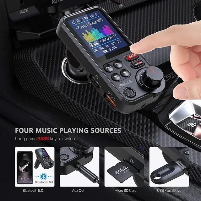 Alt view image 4 of 7 - Bluetooth Car Kit MP3 Player FM Transmitter Wireless Radio Adapter USB Charger