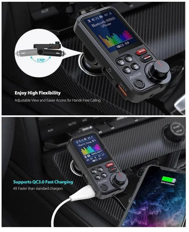 Alt view image 7 of 7 - Bluetooth Car Kit MP3 Player FM Transmitter Wireless Radio Adapter USB Charger