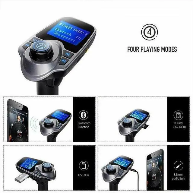 Alt view image 4 of 6 - Bluetooth Car Kit MP3 Player FM Transmitter Wireless Radio Adapter USB Charger