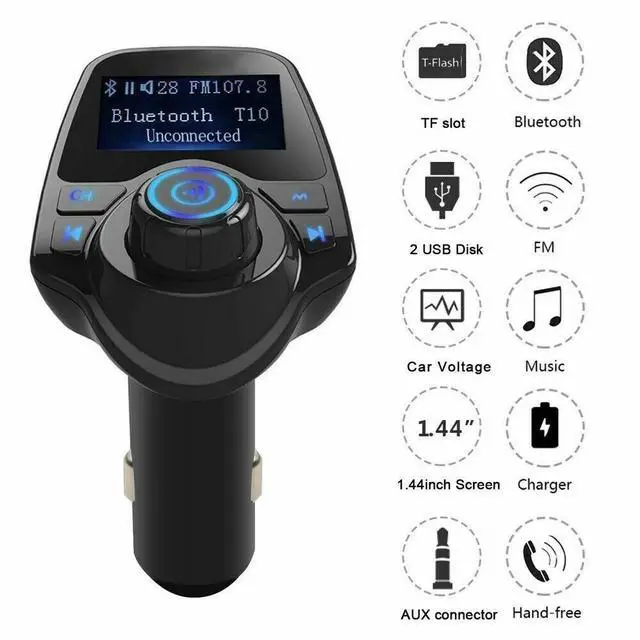Alt view image 6 of 6 - Bluetooth Car Kit MP3 Player FM Transmitter Wireless Radio Adapter USB Charger