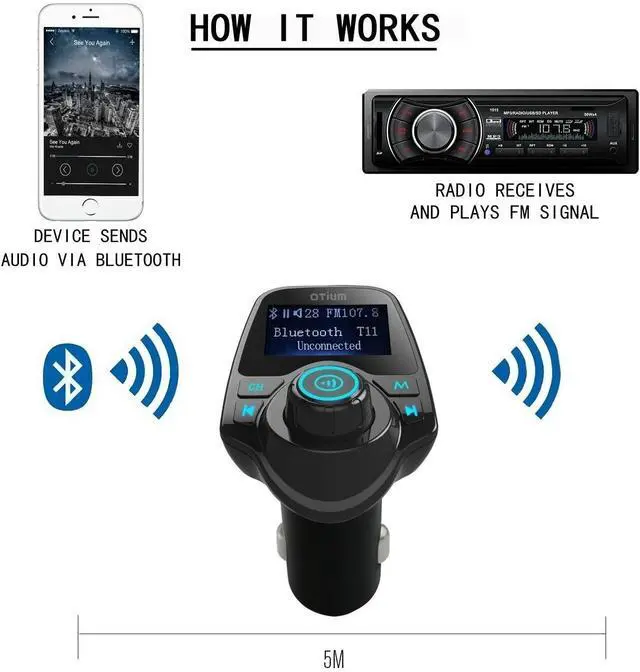 Alt view image 3 of 7 - Bluetooth 5.0 Wireless FM Transmitter USB Charger Aux Adapter MP3 Hands-free Car