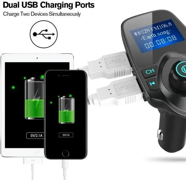 Alt view image 6 of 7 - Bluetooth 5.0 Wireless FM Transmitter USB Charger Aux Adapter MP3 Hands-free Car