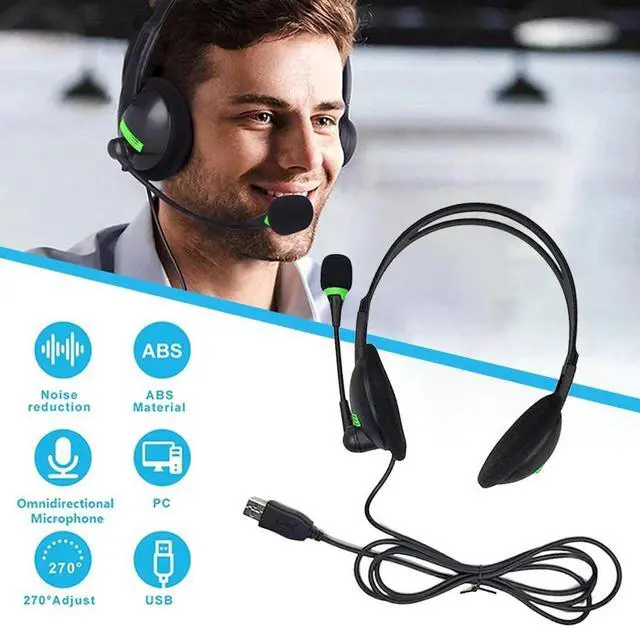 Alt view image 3 of 6 - USB Headset with Microphone Computer Headphones for Laptop PC Call Center Work