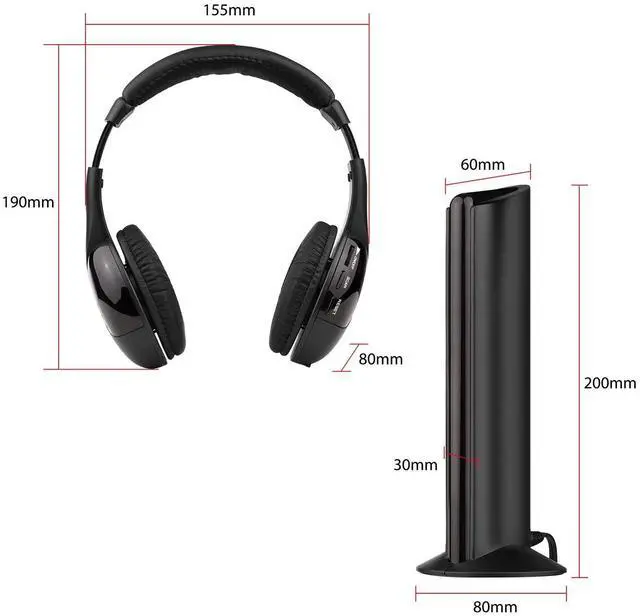 Alt view image 3 of 7 - 5 in 1 Wireless Cordless Headphones Headset with Mic for PC/TV/Radio Black M6V8