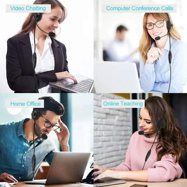 Alt view image 3 of 7 - USB Headset Headphone With Microphone Noise Cancelling For PC Computer Call Chat