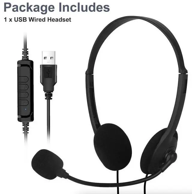 Alt view image 2 of 7 - USB Headset Headphone With Microphone Noise Cancelling For PC Computer Call Chat