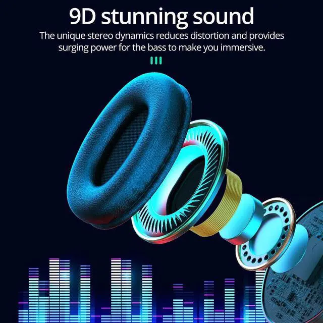 Alt view image 4 of 6 - Super Bass Wireless Bluetooth 5.0 Headphones Foldable Stereo Earphones Headsets