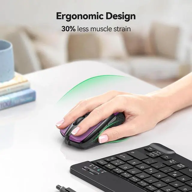 Alt view image 4 of 7 - Wireless Mouse, 2.4G Ergonomic Optical Computer Mouse Purple