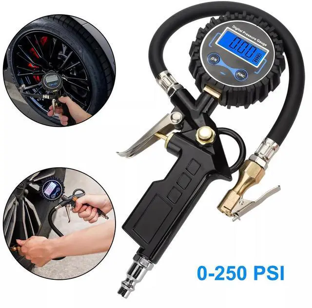 Main image of LED Digital Tire Inflator Pressure Gauge Air Chuck 0-250 PSI for Truck/Car/Bike