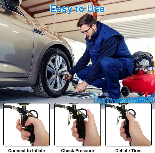 Alt view image 4 of 6 - Digital Tire Inflator Compressor Pressure Gauge 250 PSI Air Chuck for Truck/Car