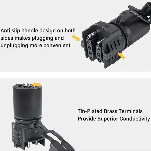 Alt view image 4 of 7 - 7 Way Round to 4/5 Pins Flat Trailer Adapter Wiring Plug For Truck RV Tow Lights