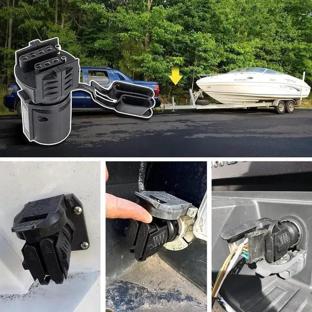 Alt view image 6 of 7 - 7 Way Round to 4/5 Pins Flat Trailer Adapter Wiring Plug For Truck RV Tow Lights