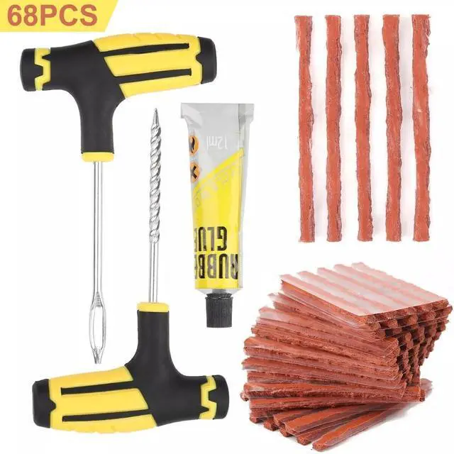 Alt view image 2 of 6 - 68pc Tire Repair Kit DIY Flat Tire Repair Car Truck Motorcycle Home Plug Patch