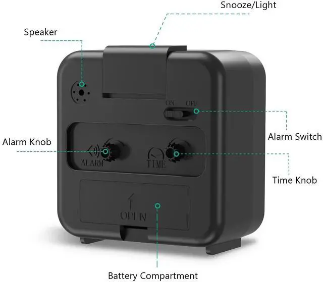 Alt view image 3 of 7 - LED Desk Alarm Clock Nightlight Snooze Quiet Non Ticking Battery Powered Bedroom