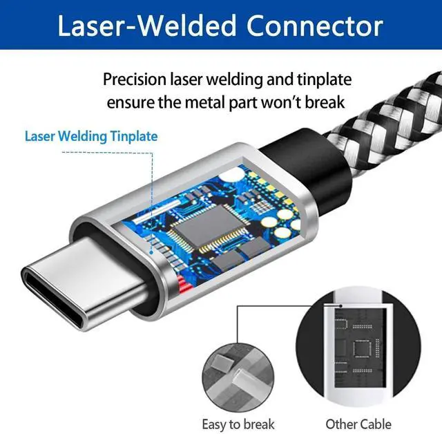 Alt view image 3 of 7 - 3-Pack red Braided USB C Type-C Fast Charging Data SYNC Charger Cable Cord 10FT